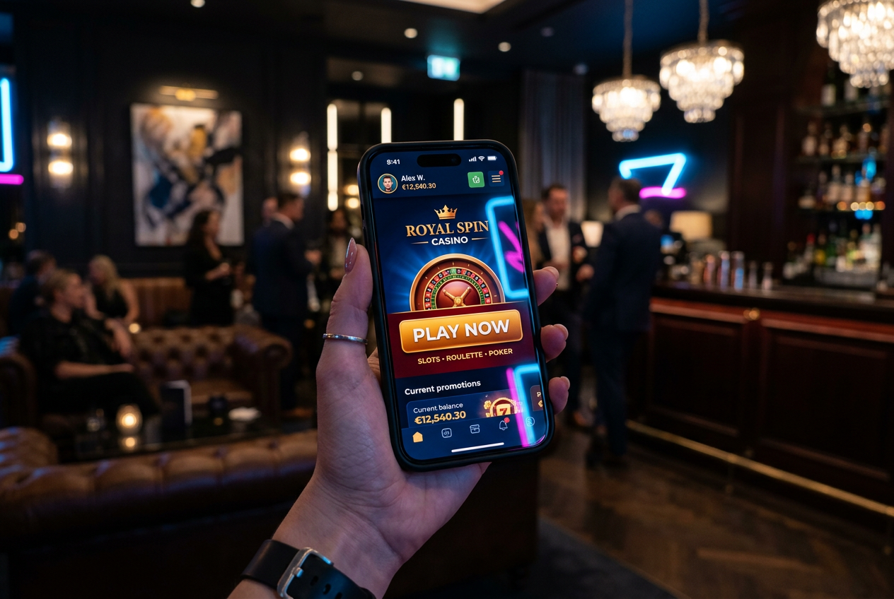 A mobile phone screen showing instant access to online casino games.